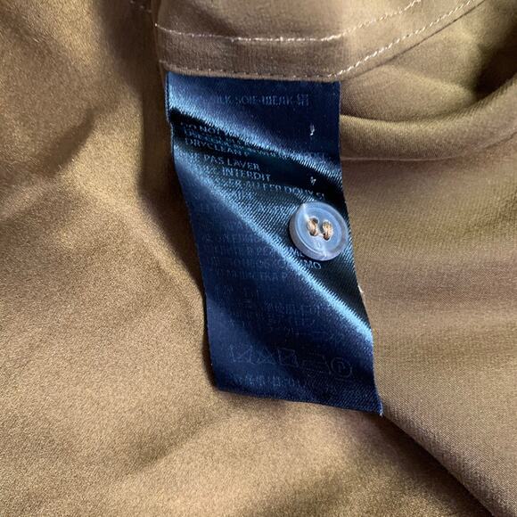 HAIDER ACKERMANN Size S Brown Silk Satin Nehru Collar Hidden Buttons Shirt - Picture 9 of 9